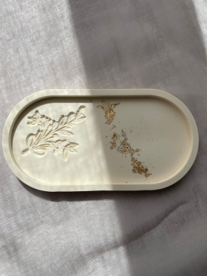 Vide-poche fleuris ovale
